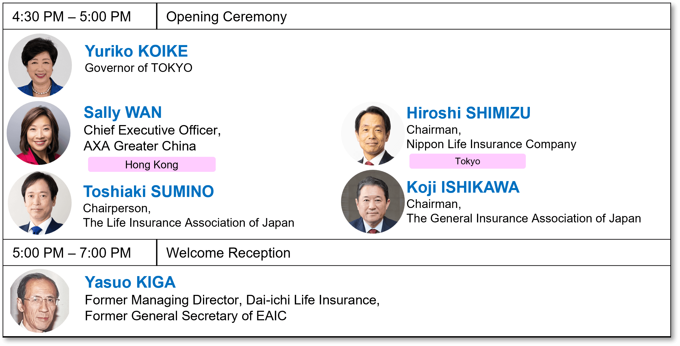 4:30 PM – 5:00 PM Opening Ceremony
5:00 PM – 5:00 PM Welcome Reception