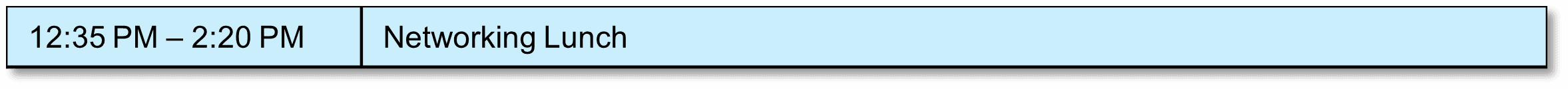 12:35 PM – 2:20 PM Networking Lunch